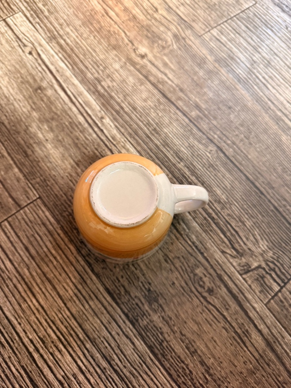 Floral Ceramic Mug Yellow White Green Pink Glossy Pottery Round Pattern - Picture 5 of 5